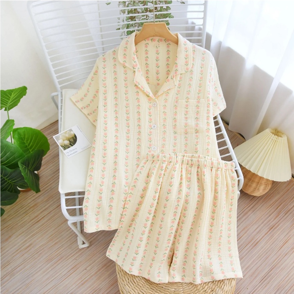 Yellow Floral Pajama Set